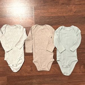 Carters ribbed long sleeve onesies (3) 12 months